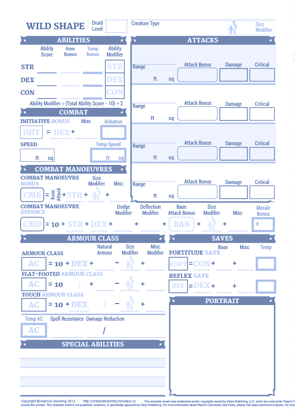 Pathfinder Size Modifier Chart